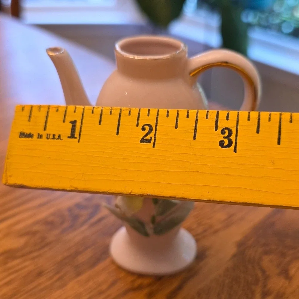 Vintage Ucagco Japan Miniature Teapot Vase Lavender Porcelain Floral Gold Trim